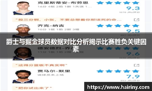 爵士与掘金球员数据对比分析揭示比赛胜负关键因素